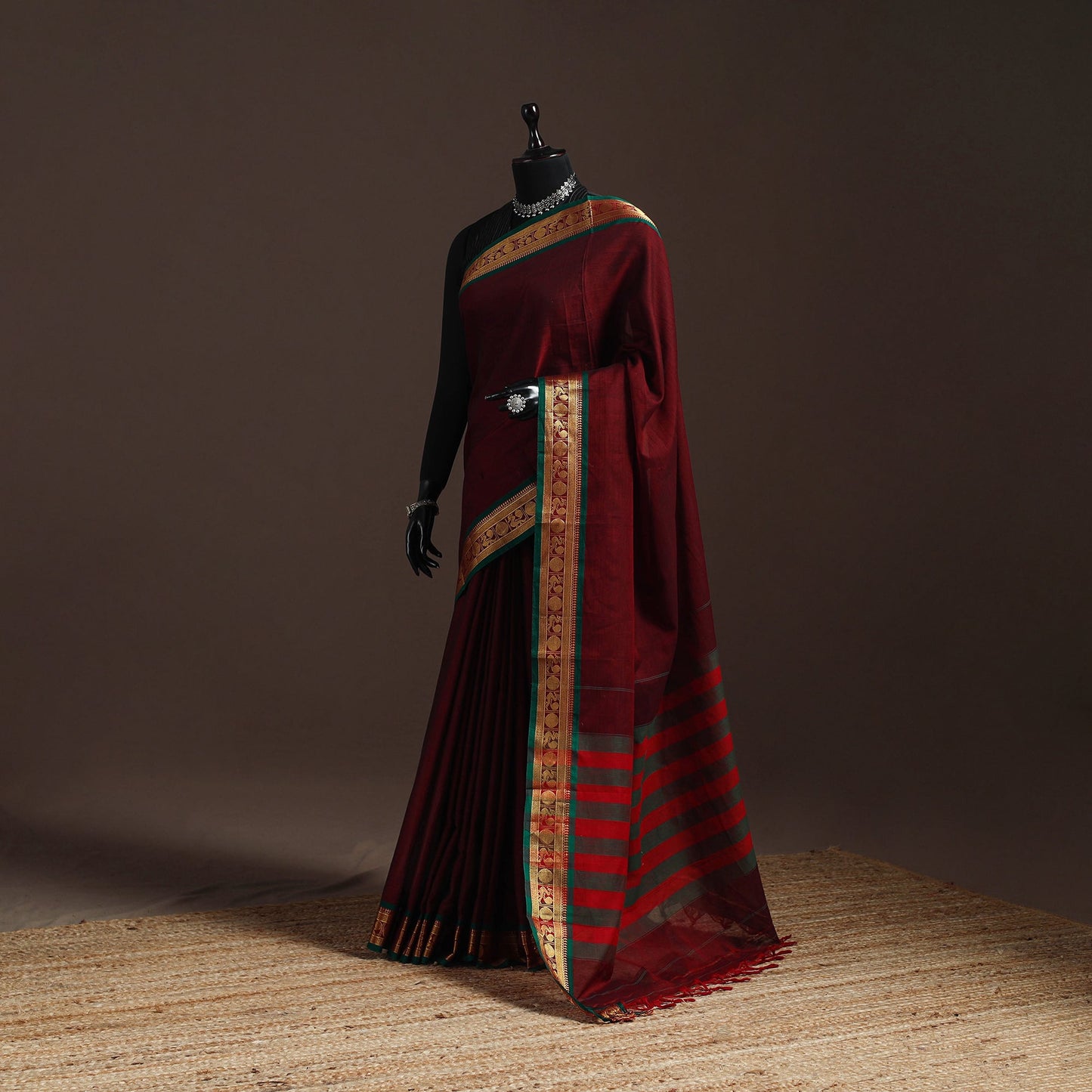 Dharwad cotton saree with border 55 - handcrafted