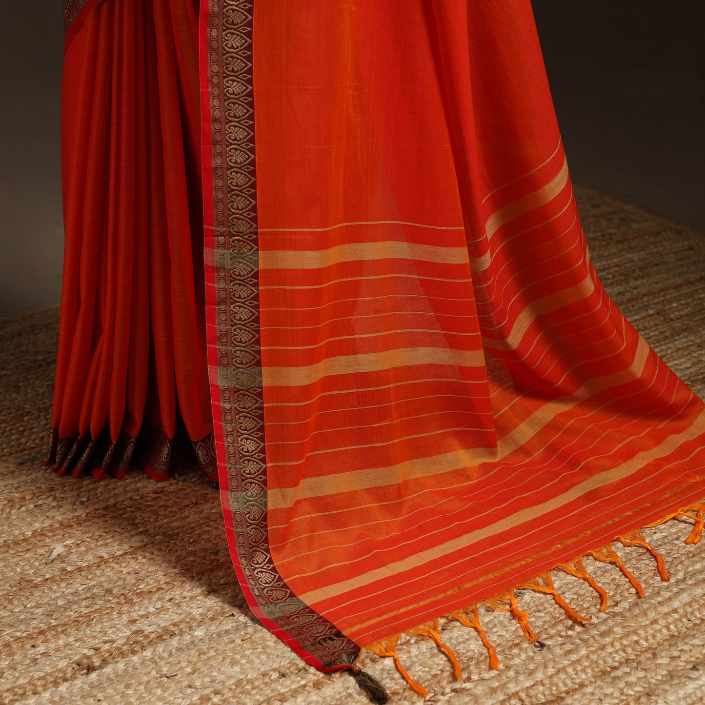 Dharwad cotton saree with border 57 - handcrafted