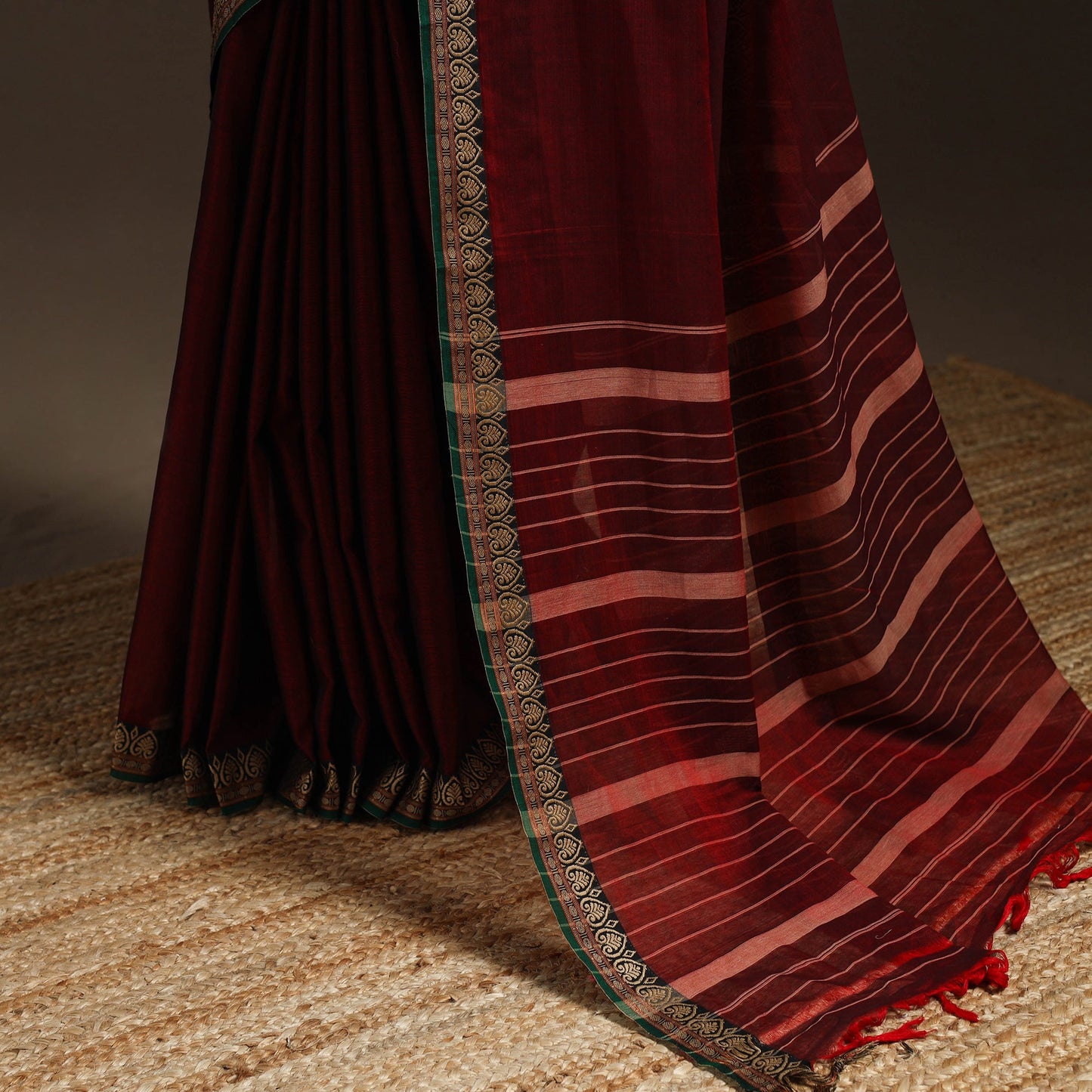 Dharwad cotton saree with border 58 - handcrafted