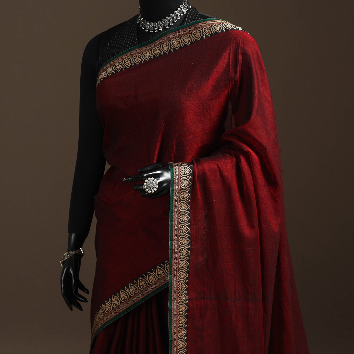 Dharwad cotton saree with border 58 - handcrafted