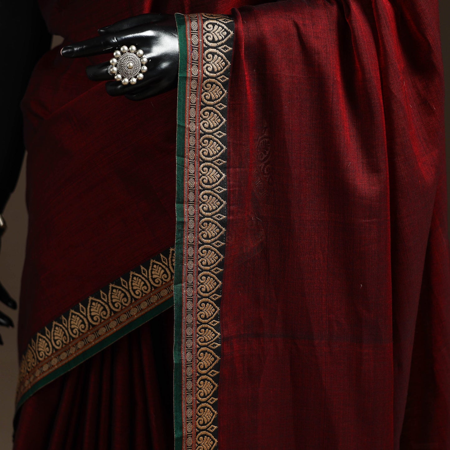 Dharwad cotton saree with border 58 - handcrafted