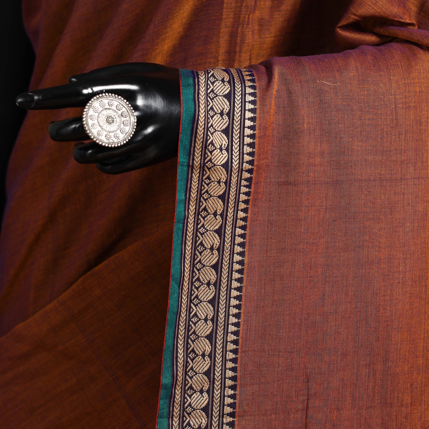 Dharwad cotton saree with border 59 - handcrafted