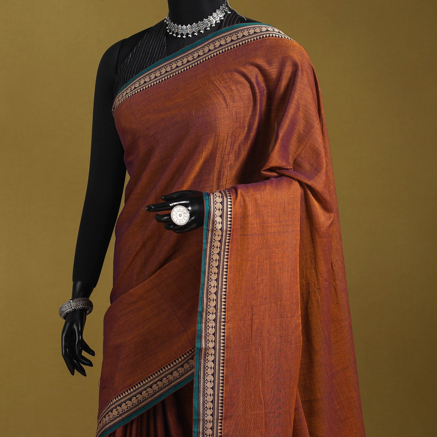 Dharwad cotton saree with border 59 - handcrafted