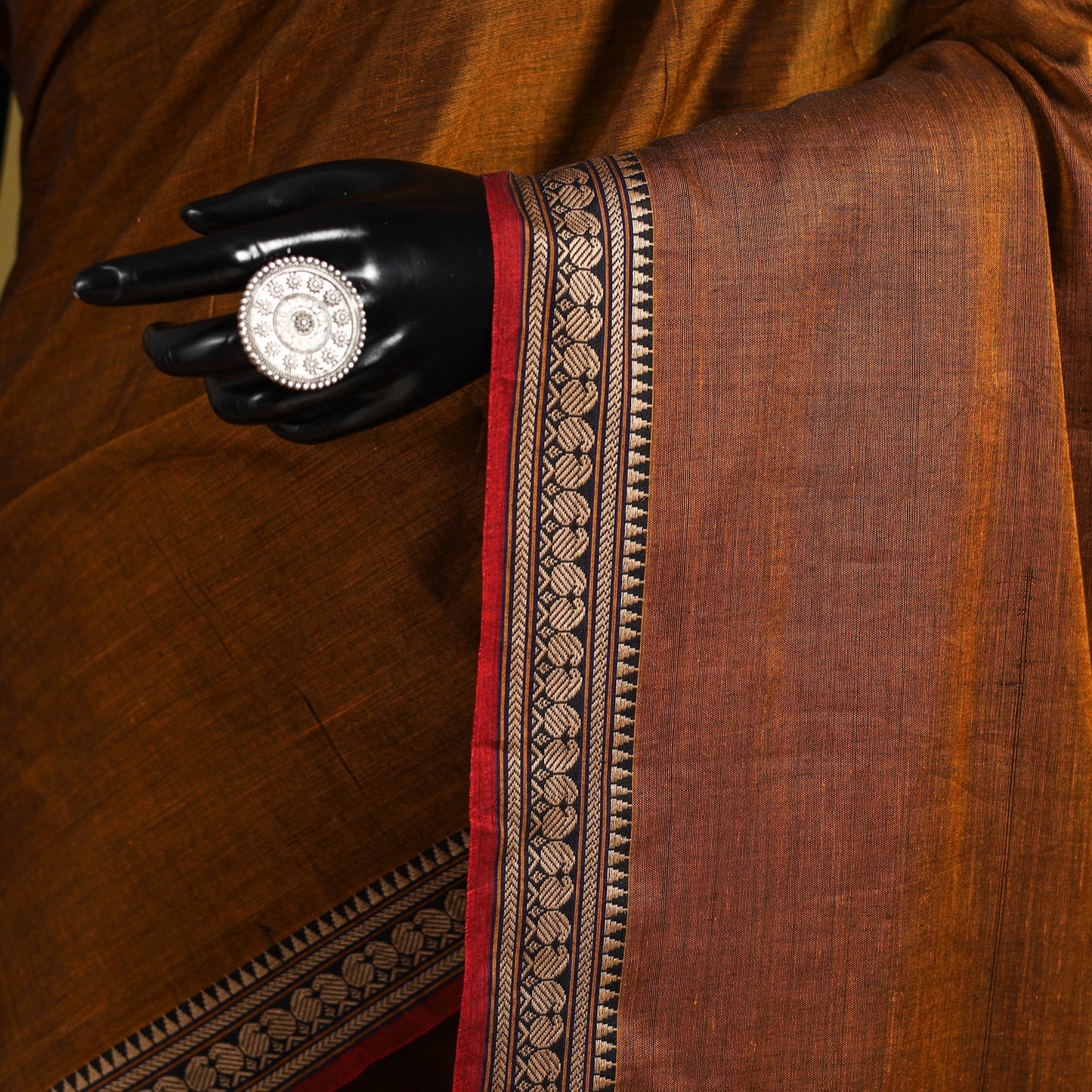 Dharwad cotton saree with border 64 - handcrafted