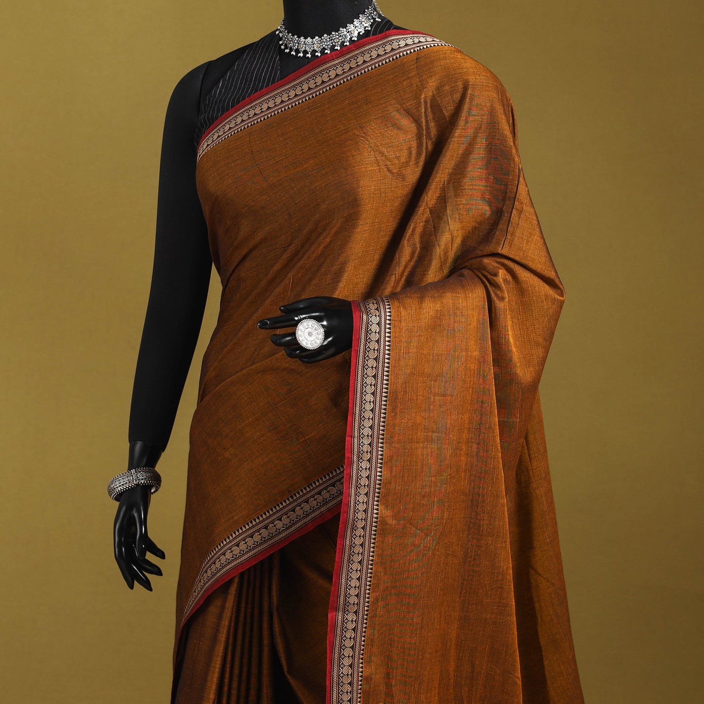 Dharwad cotton saree with border 64 - handcrafted