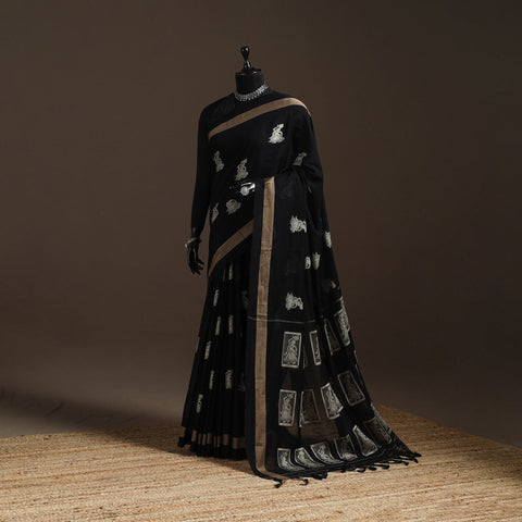 Dharwad cotton saree with thread buta 07 - handcrafted