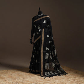 Dharwad cotton saree with thread buta 07 - handcrafted