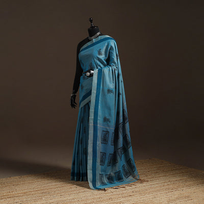 Dharwad cotton saree with thread buta 09 - handcrafted