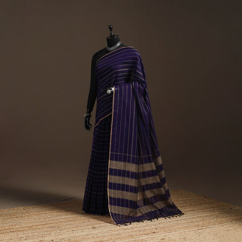 Dharwad cotton saree with thread stripes 08 - handcrafted