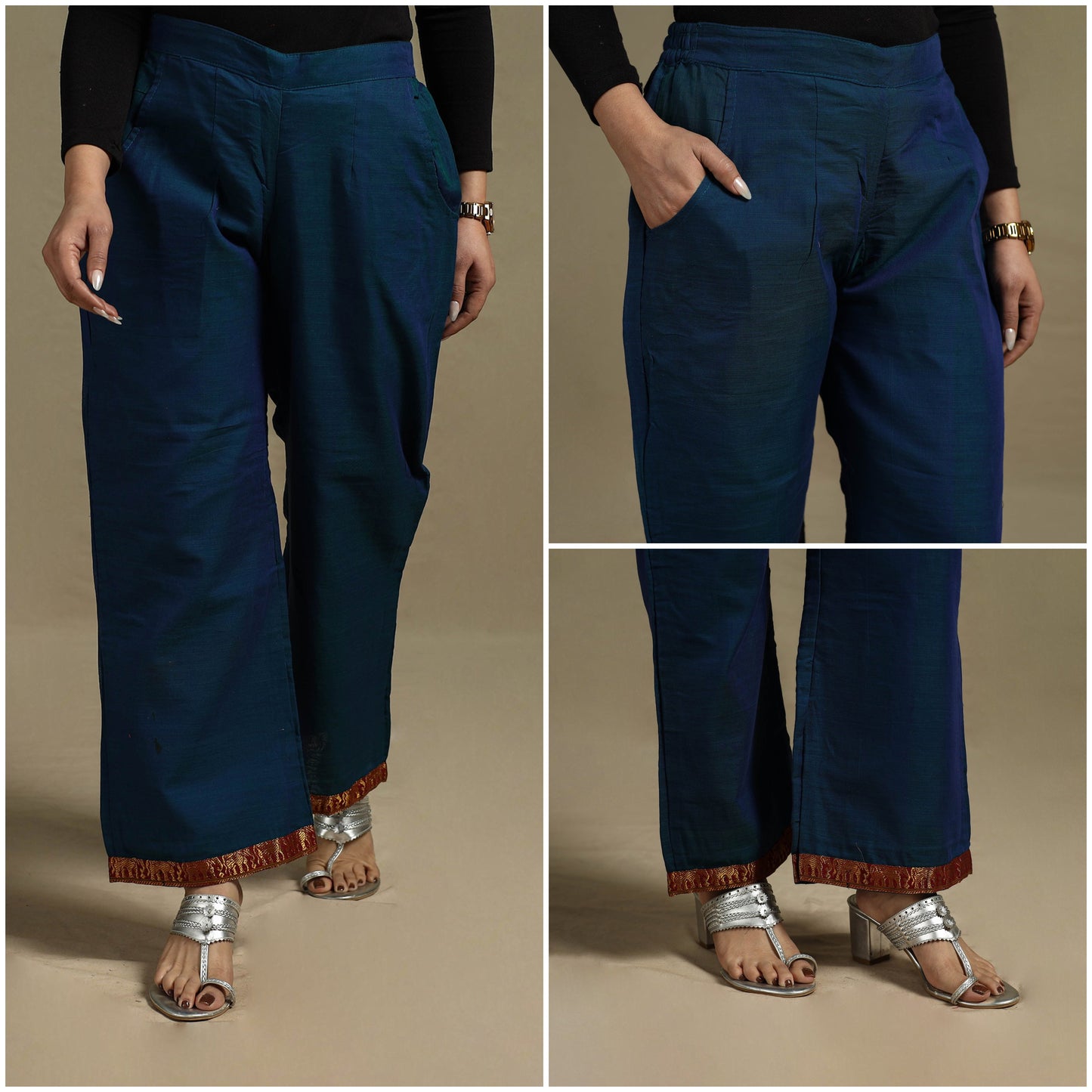 Dharwad weave cotton elasticated palazzo 21 - s