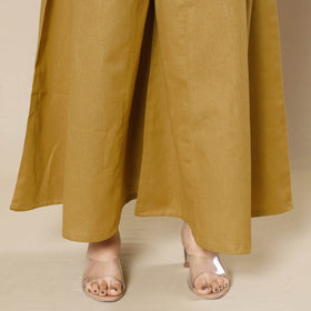Dijon yellow plain dyed cotton flared palazzo - handcrafted