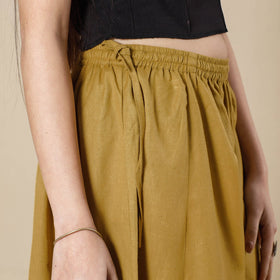 Dijon yellow plain dyed cotton flared palazzo - handcrafted