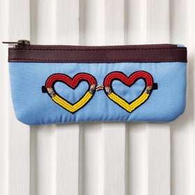  Girlboss - Blue Handcrafted Beadwork Cotton Spectacle Case Onine 