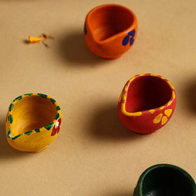  Diwali Decor Handpainted Clay Diya (Set Of 5)