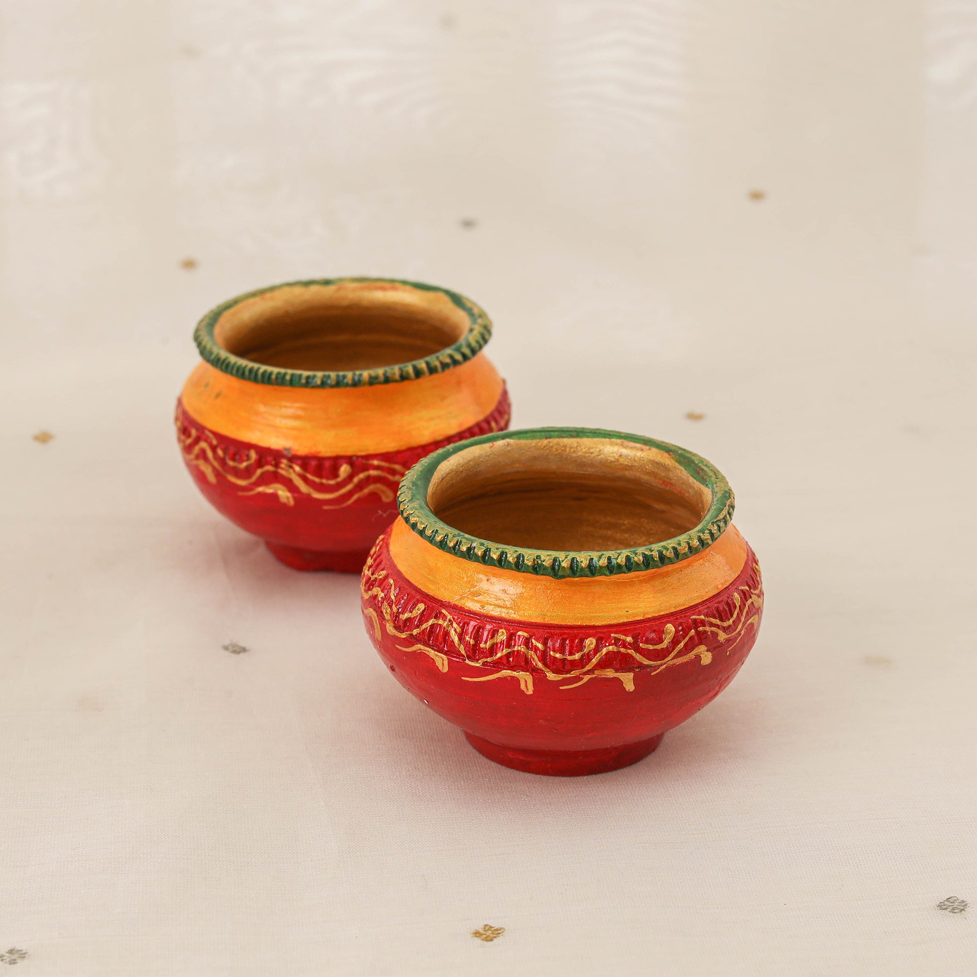 Diwali decor handpainted wooden lotus pooja thali 05