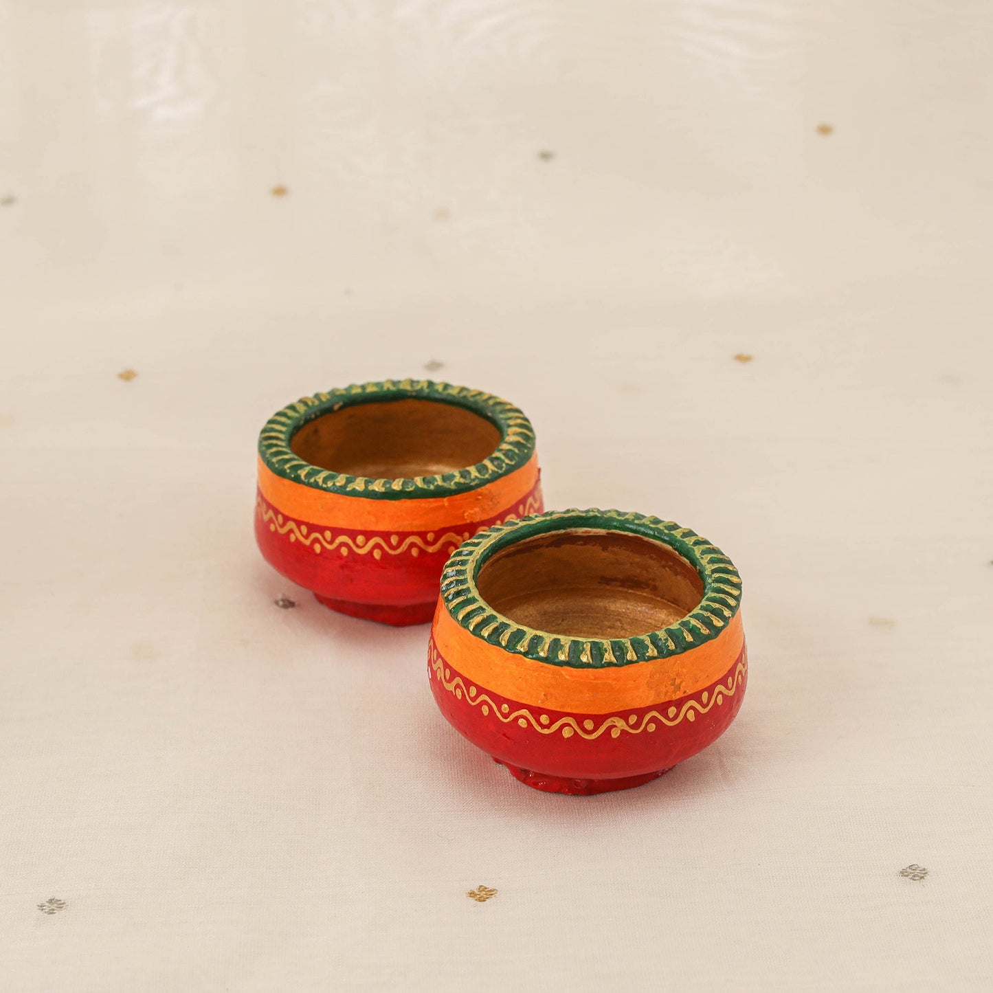 Diwali decor handpainted wooden lotus pooja thali 09