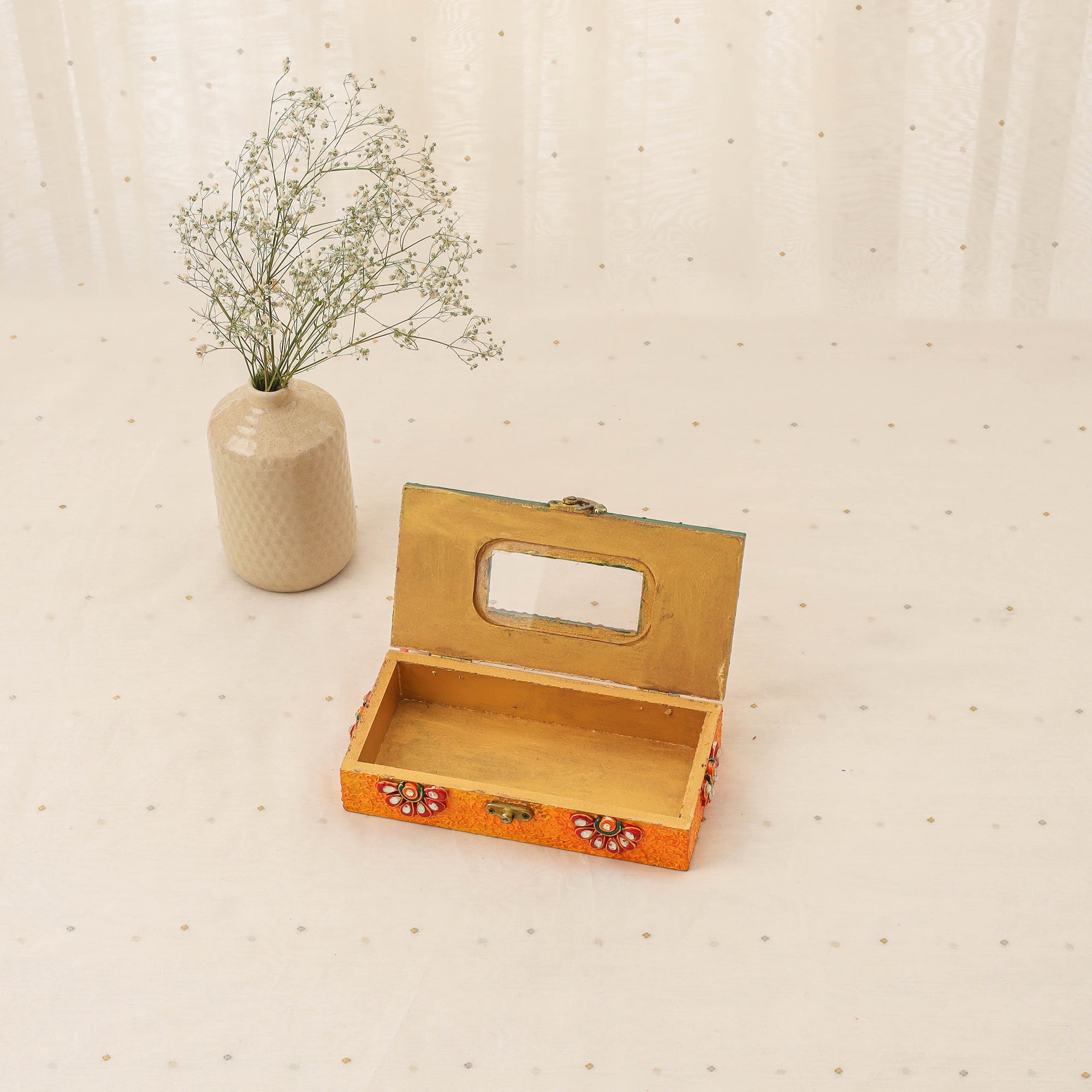 Diwali decor handpainted wooden multipurpose box 06