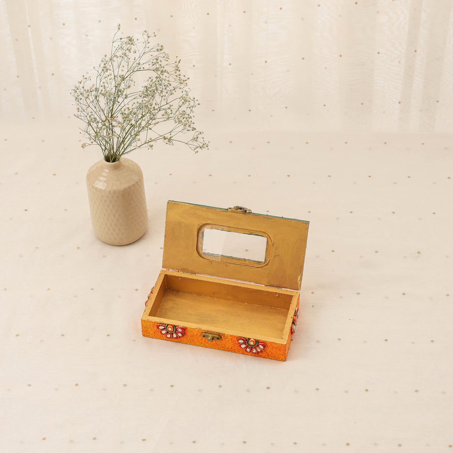 Diwali decor handpainted wooden multipurpose box 06