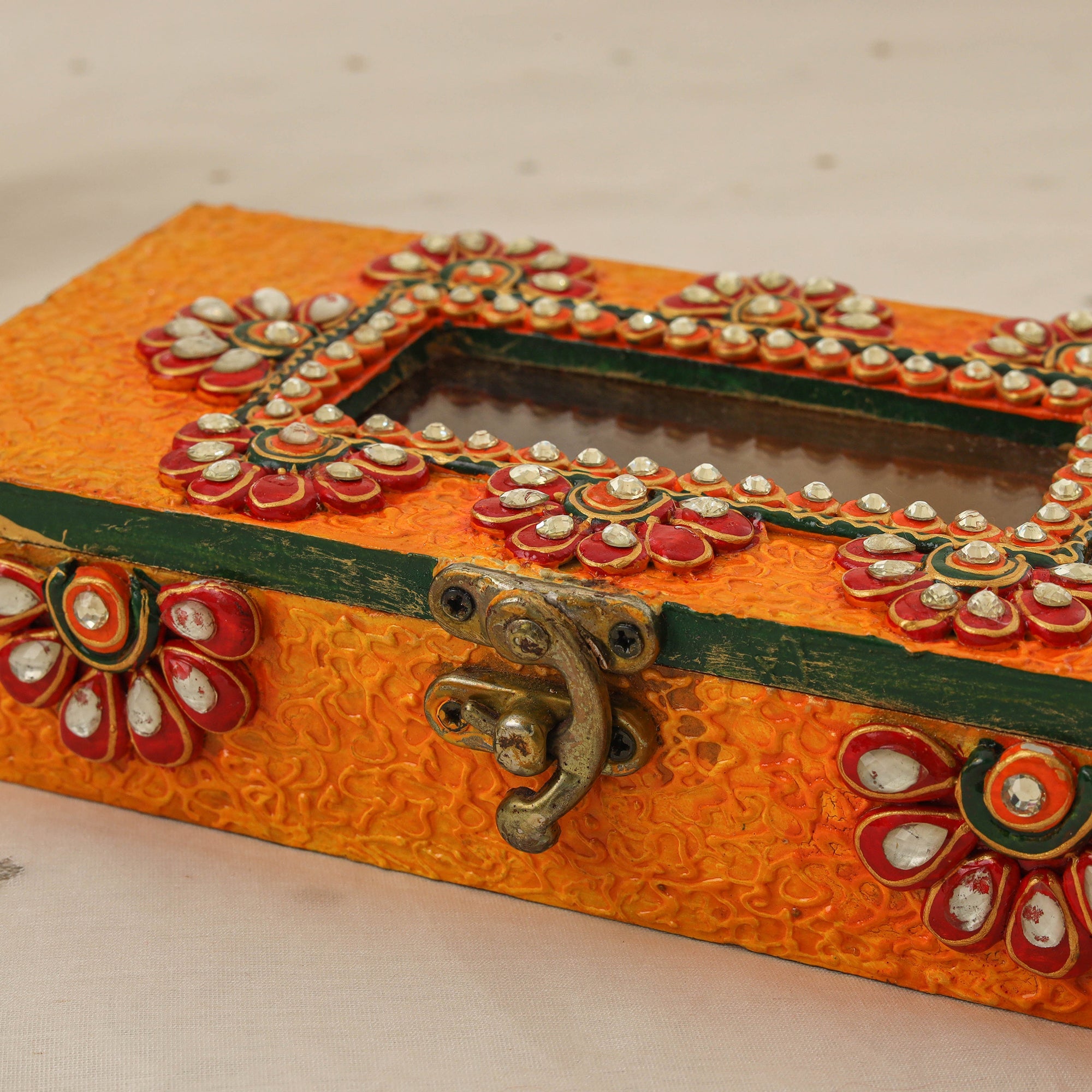 Diwali decor handpainted wooden multipurpose box 06