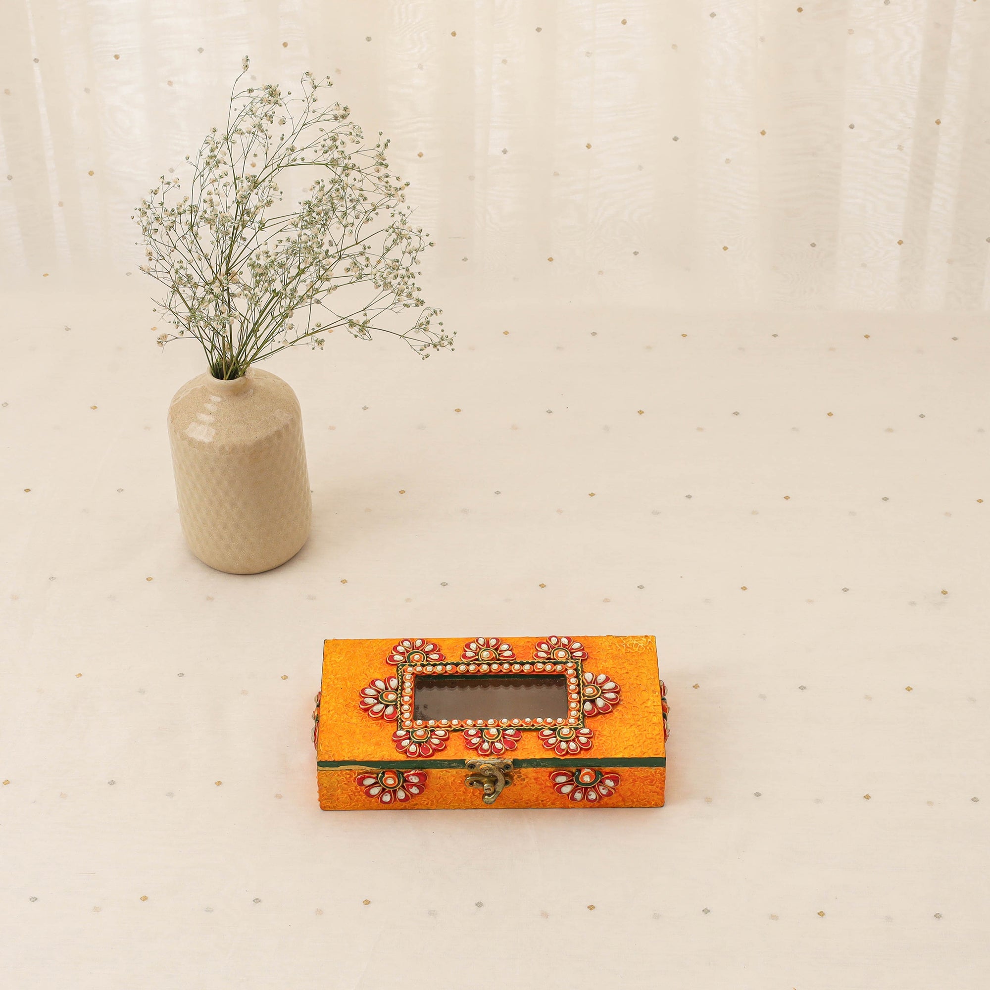 Diwali decor handpainted wooden multipurpose box 06