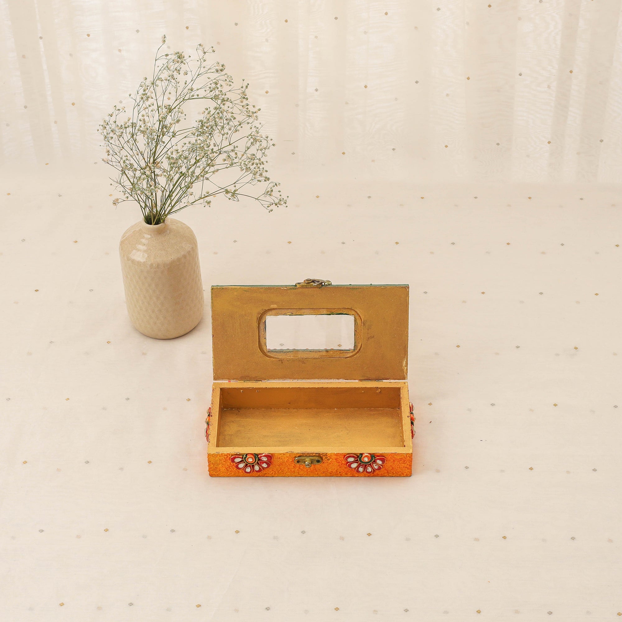 Diwali decor handpainted wooden multipurpose box 06