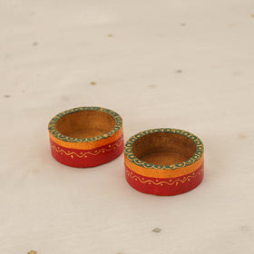 Diwali decor handpainted wooden pooja thali 07 - handcrafted