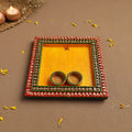 Diwali Decor Handpainted Wooden Pooja Thali 