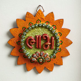  Diwali Decor Handpainted Wooden Shubh Labh Hangings (Set of 2) 