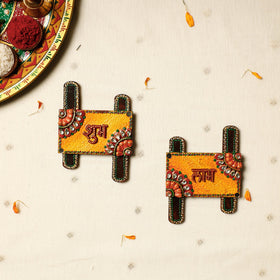 Buy Diwali Decor Handpainted Wooden Shubh Labh (Set of 2)