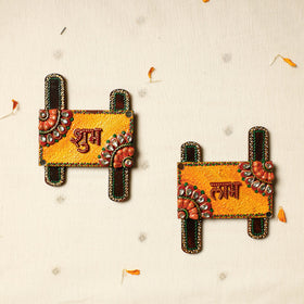 Buy Diwali Decor Handpainted Wooden Shubh Labh (Set of 2)
