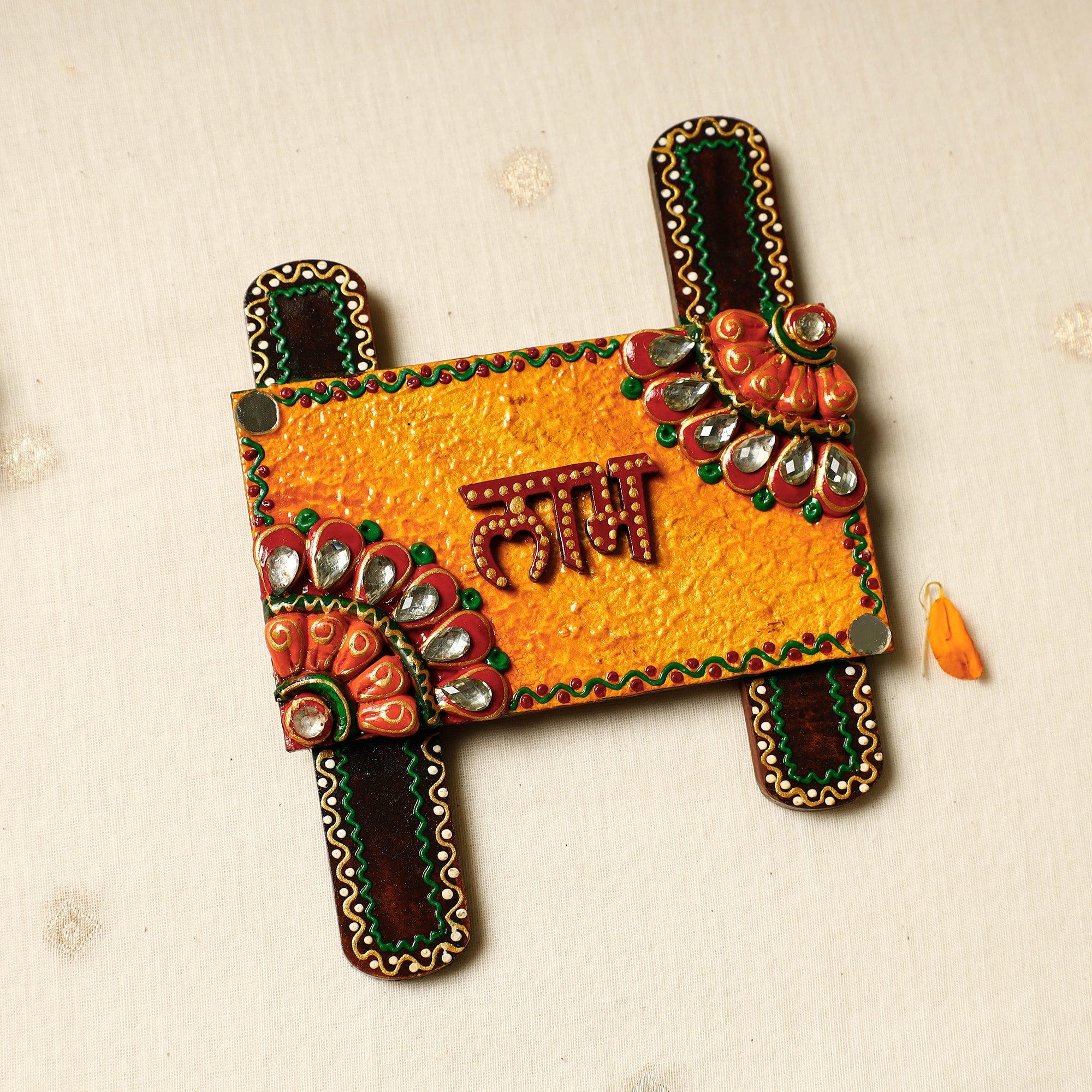 Buy Diwali Decor Handpainted Wooden Shubh Labh (Set of 2)