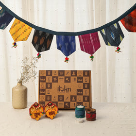 Diwali gift hamper - festive fabric toran with shubh laabh