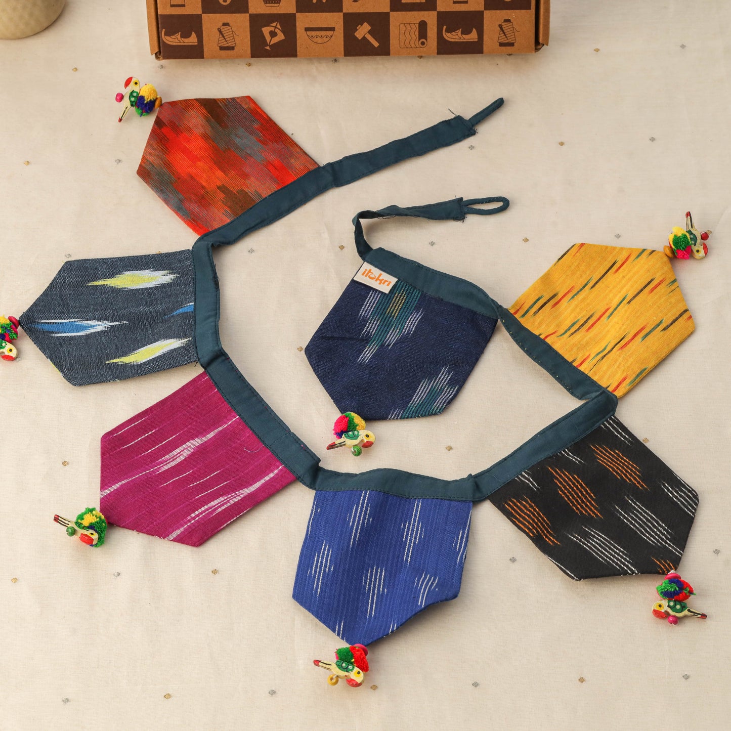 Diwali gift hamper - festive fabric toran with shubh laabh