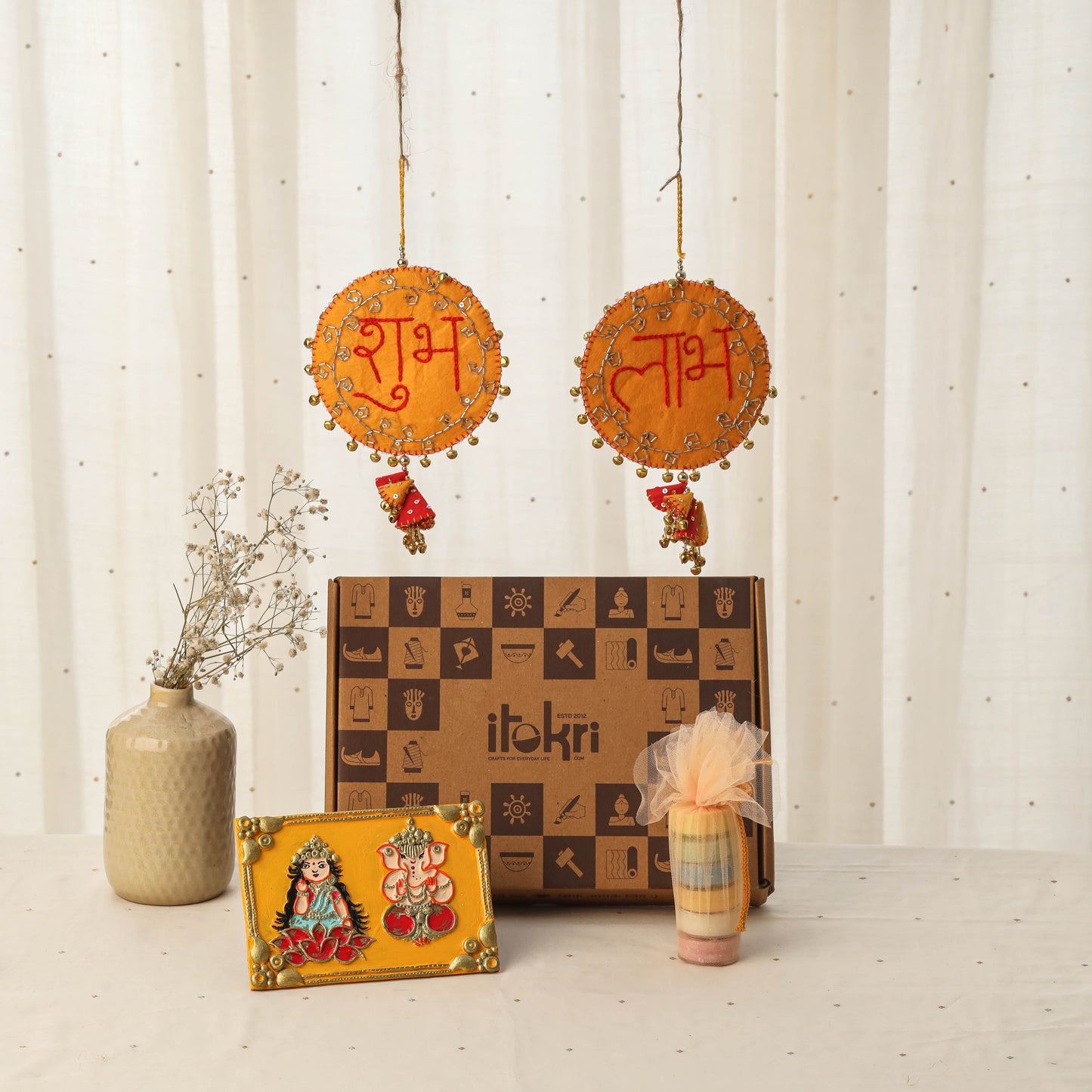 Diwali gift hamper - festive floating candles with shubh