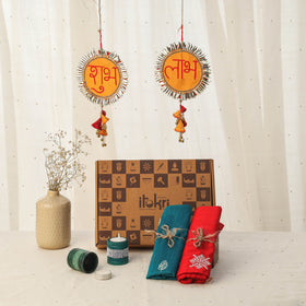 Diwali gift hamper - festive hand embroidery cushion covers