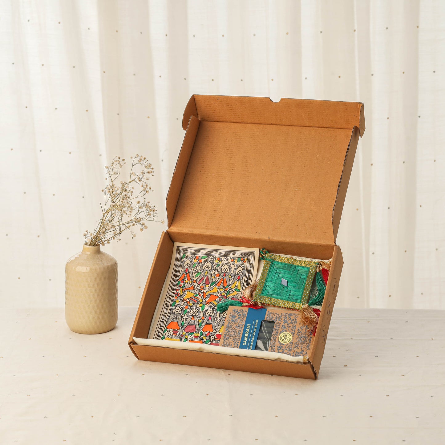 Diwali gift hamper - festive handpainted bambooless dhoop