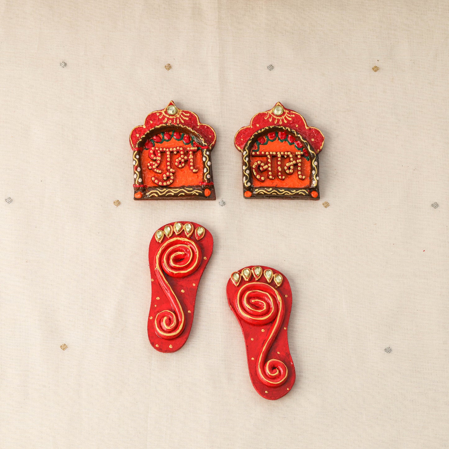 Diwali gift hamper - festive handpainted wooden mata charan