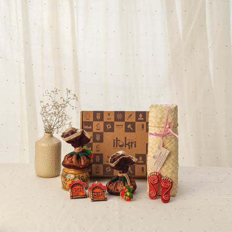 Diwali gift hamper - festive handpainted wooden mata charan