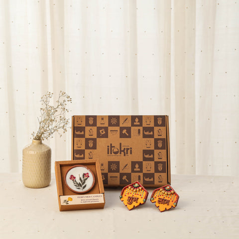 Diwali gift hamper - festive handpainted wooden shubh laabh