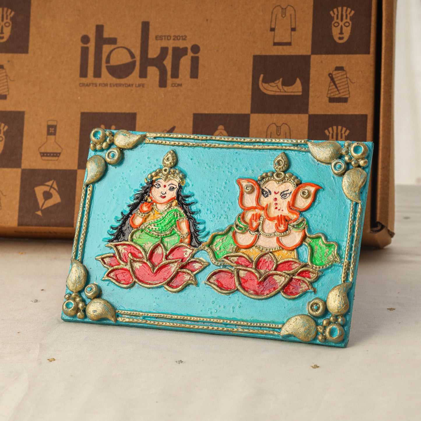 Diwali gift hamper - festive handpainted wooden wall frame