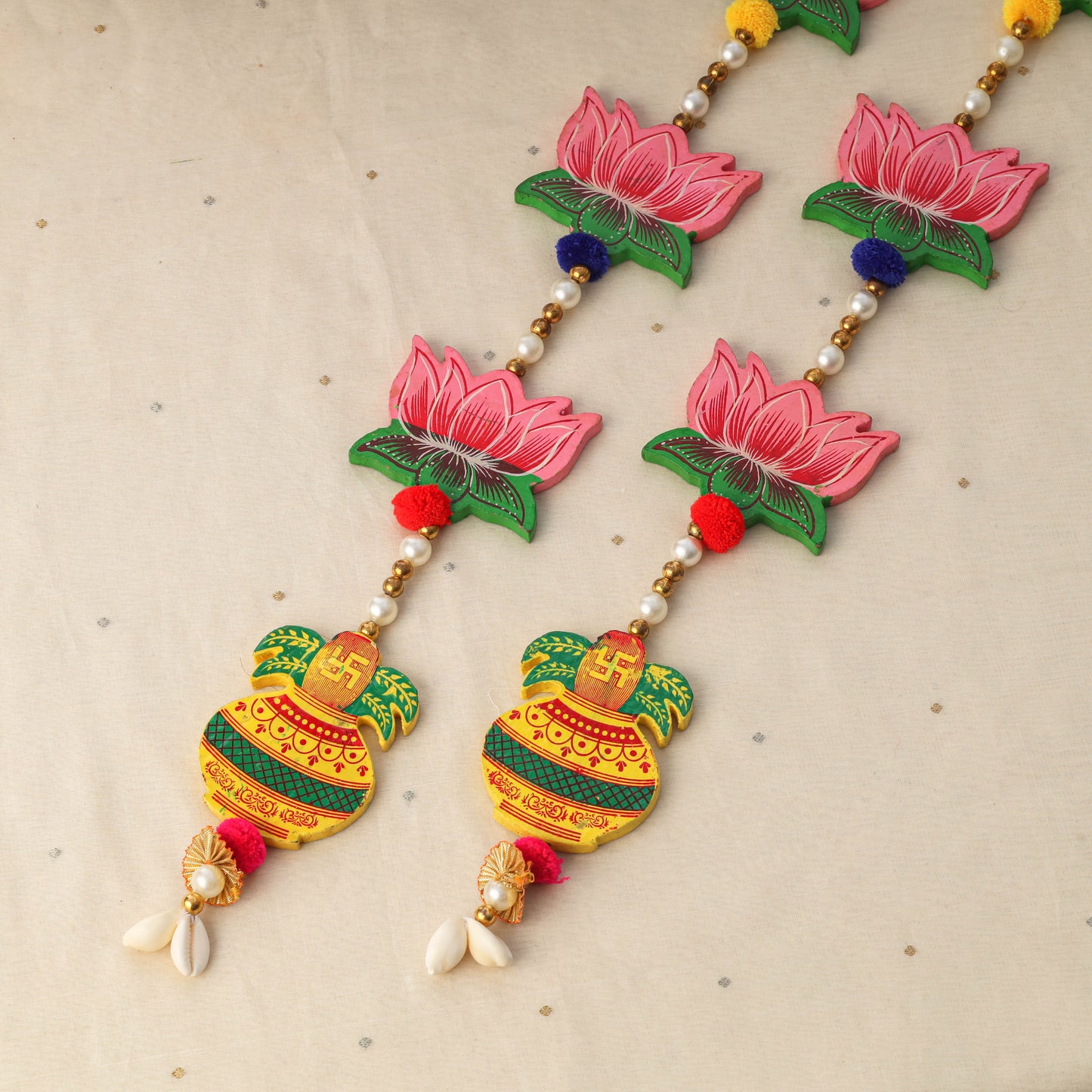 Diwali gift hamper - festive lotus wood hanging with clay