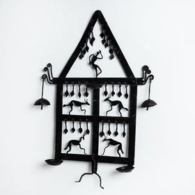 Elephant - Bastar Tribal Wrought Iron Wall Diya / Candle Stand Online in India 