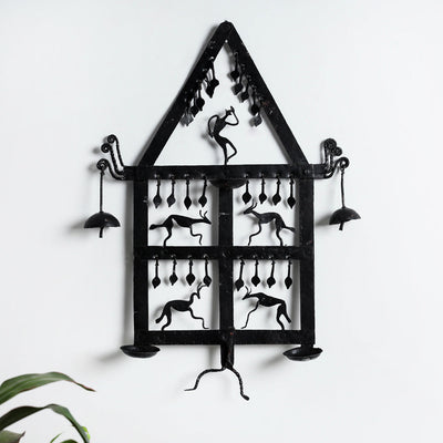 Elephant - Bastar Tribal Wrought Iron Wall Diya / Candle Stand Online in India 