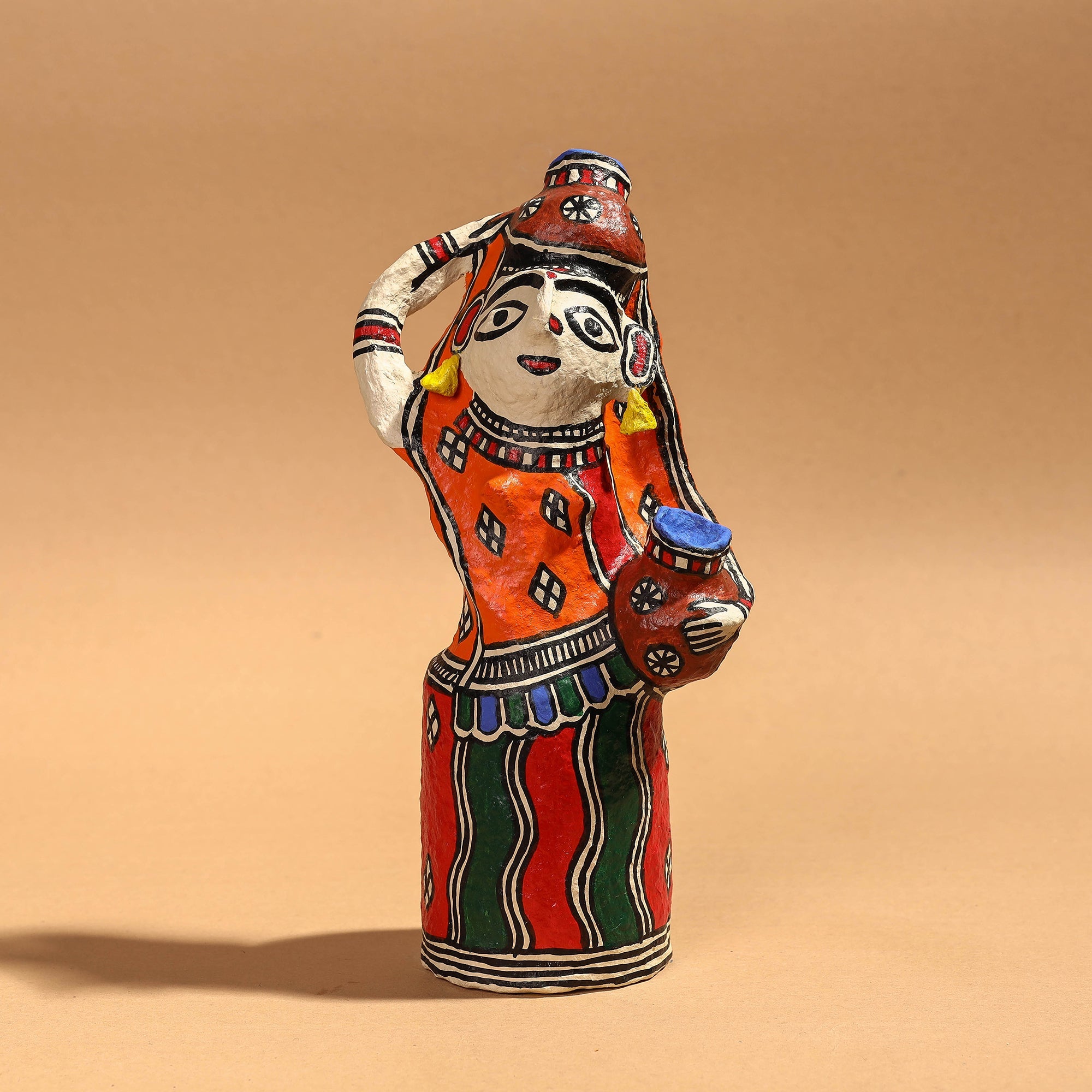 Madhubani Handpainted Paper Mache Couple Dolls