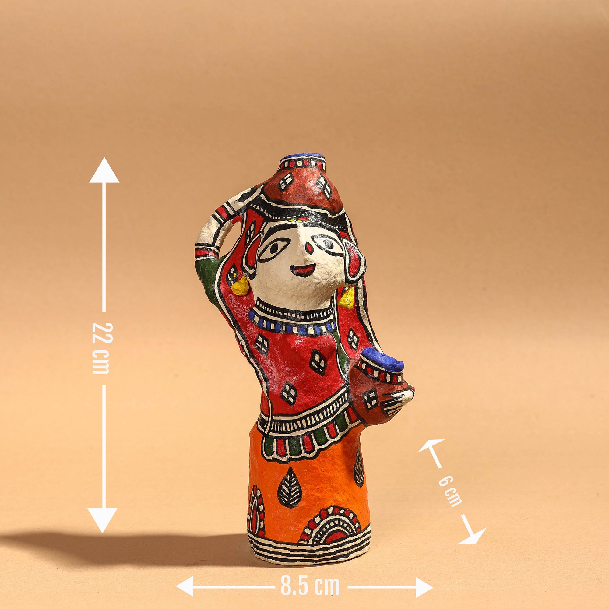  Doll - Madhubani Handpainted Paper Mache Home Decor Item 