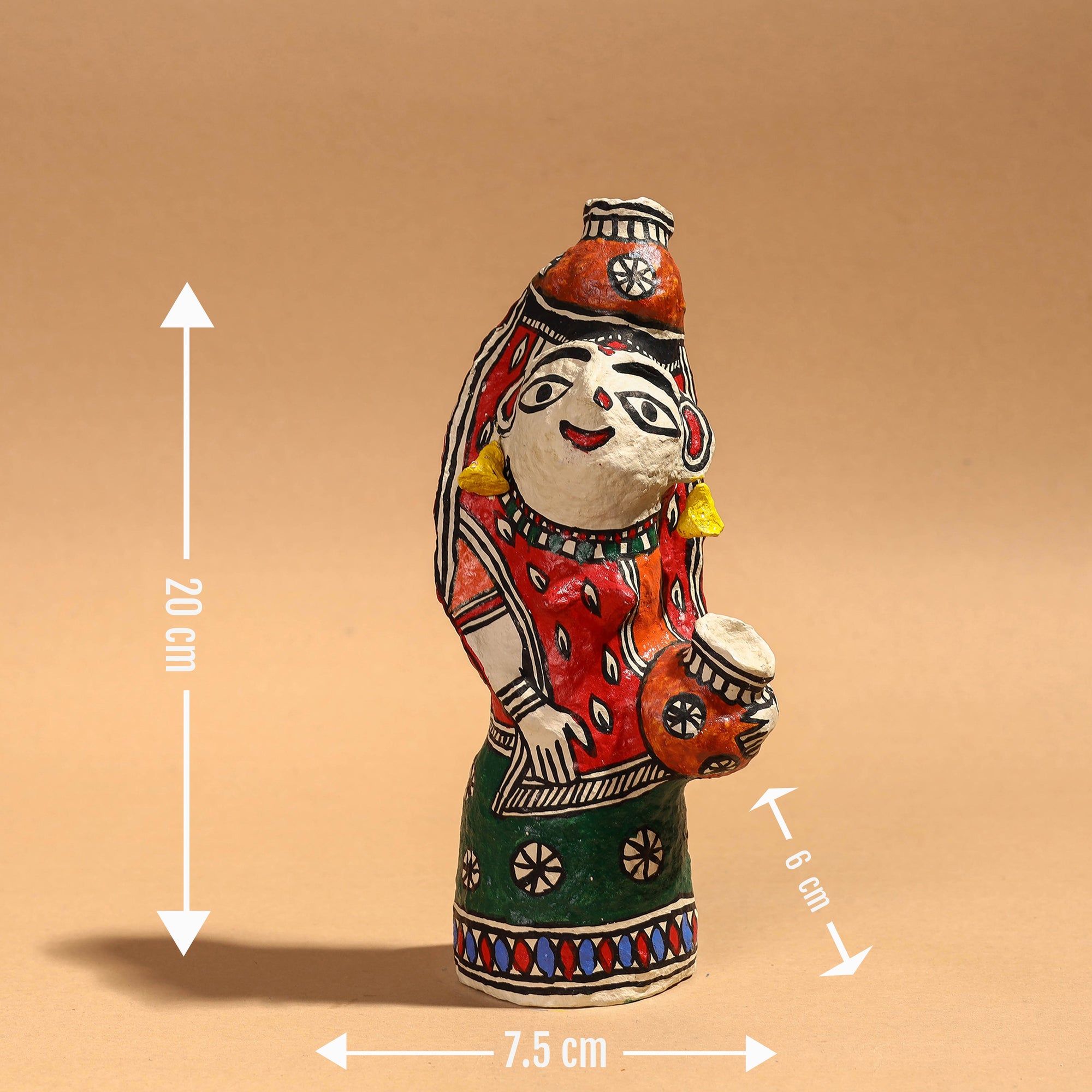  Doll - Madhubani Handpainted Paper Mache Home Decor Item 