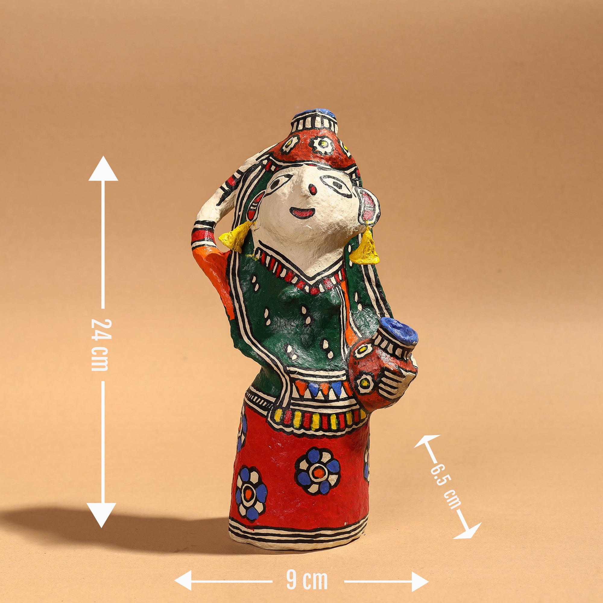 Doll - Madhubani Handpainted Paper Mache Home Decor Item