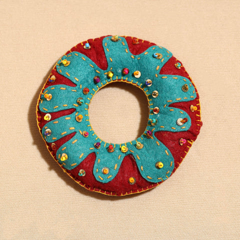  Donut - Handcrafted Embroidered Felt & Beadwork Paperweight 