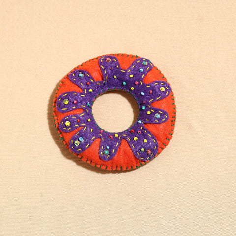  Donut - Handcrafted Embroidered Felt & Beadwork Paperweight 