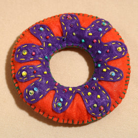  Donut - Handcrafted Embroidered Felt & Beadwork Paperweight 